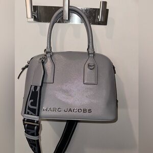 Marc Jacobs Steel Grey Saffiano Dome Satchel w/ Logo Strap | Retail $425